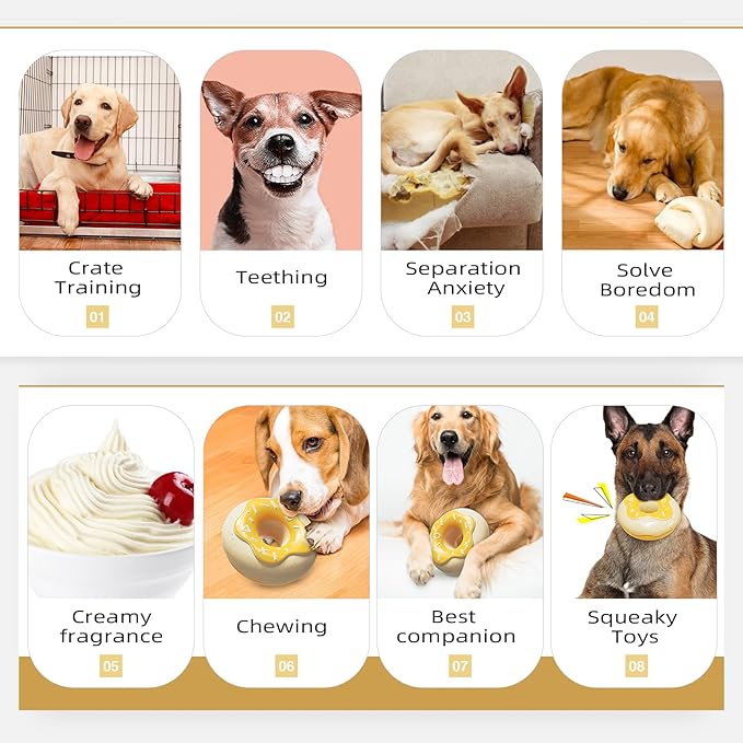 LiuMelinda Dog Chew Toys for Aggressive-Chewers - Indestructible Dog Toy for Aggressive Chewer，Tough Chew Toys for Dogs （Rubber Yellow-Donut）