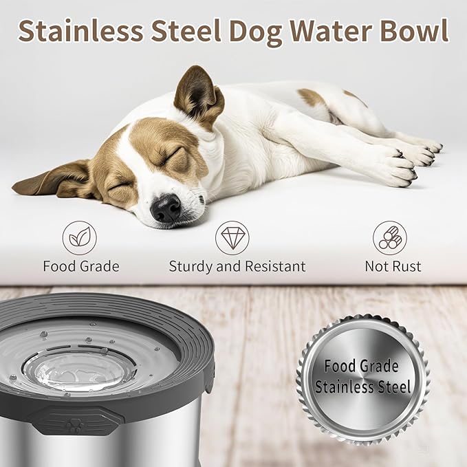 12L Dog Water Bowl No Spill 3.1 Gallon Super Large Capacity Stainless Steel No Splash Dog Bowls Slow Drinking Feeder with Non-Slip Base Pet Water Dispenser for Dogs