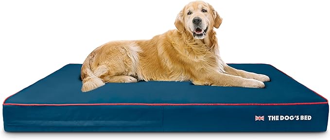 The Dog’s Bed Orthopedic Memory Foam Dog Bed XXXL Blue Oxford with Red Trim UK Flag, Pain Relief for Arthritis, Hip & Elbow Dysplasia, Post Surgery Supportive, Waterproof Washable, Veterinary Approved