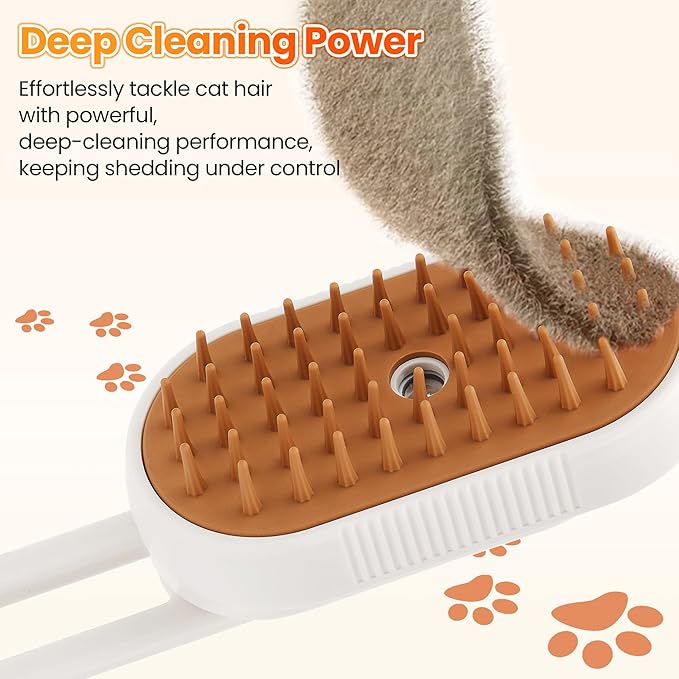Vrurc 4-in-1 Rechargeable Steam Pet Brush - Gentle Fur Removal for Cats & Dogs, Anti-Static & Deshedding, Ideal for Short & Long Hair, Easy to Use
