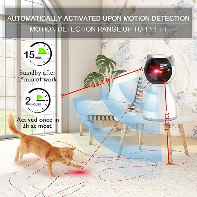 YVE LIFE Laser Cat Toys for Indoor Cats,The 4th Generation Real Random Trajectory Motion Activated Rechargeable Automatic Cat Laser Toy,Interactive Cat Toys for Bored Indoor Adult Cats/Kittens(White)