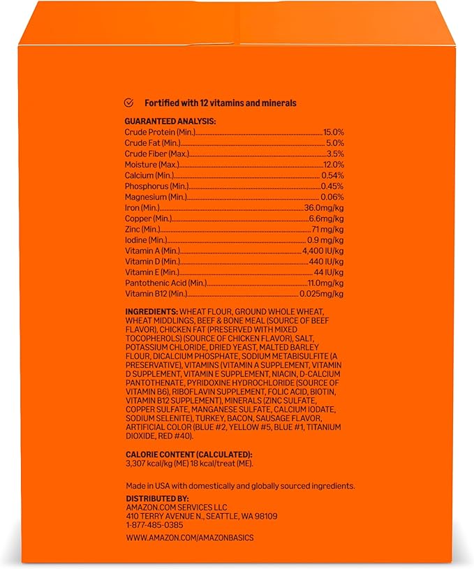 Amazon Basics Crunchy Dog Biscuits Multi Flavor Dog Treats 5 lb. Box