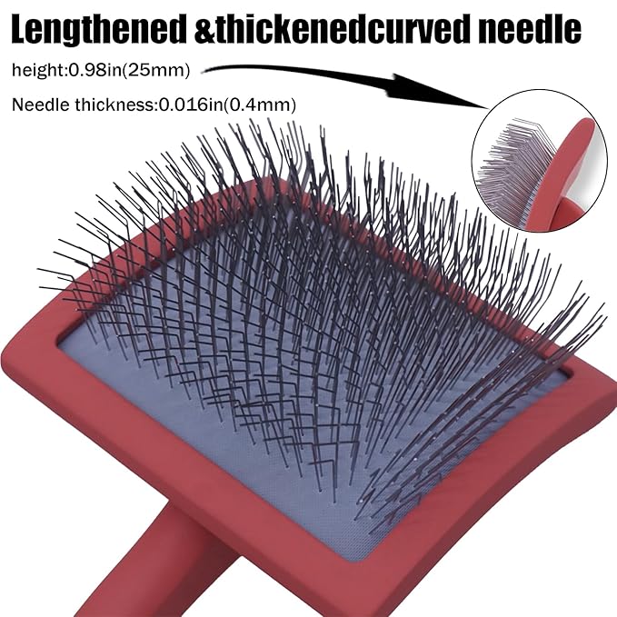 Big slicker brush for large dogs - Dog Brush for Shedding & Long Hair Cats Tool: Thick Coat Daily Care Painless Mat Remover Trusted by Pet Owners" (red)