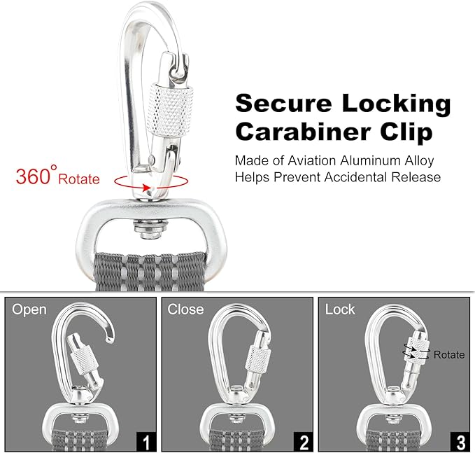 Plutus Pet Heavy Duty Dog Leash with Lockable Aluminum Carabiner, 4/6 Feet Long, Double-Sided Reflective Nylon, Padded Handle, for Puppy, Small, Medium and Large Dogs (Gray, 4/5" x 4')