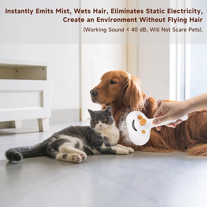 Pet Steam Brush for Dog & Cat – shower bath brush – Steam for Shedding & Grooming Water Brush for Long & Short Haired Pets Spritz Defur Comb 3-in-1 Spray Hair Removal Comb Includes 2*Waterless Shampoo