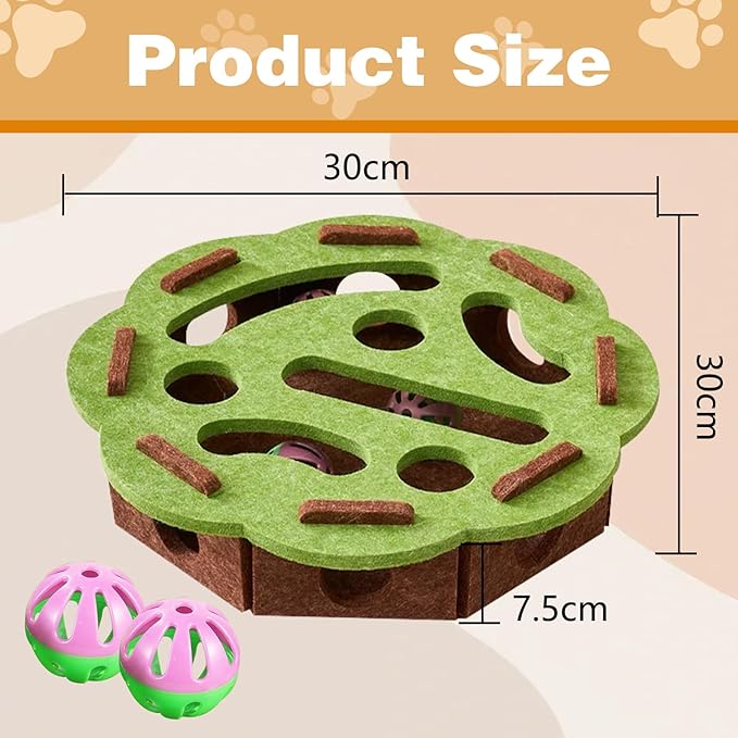 Cat Scratch Puzzle Enrichment Box, Cat Nail File Enrichment Box, Interactive Cat Toy Puzzle Toys for Indoor Cats Felt Maze Box Kittern Toys Pet Cat Games Self Play Fun