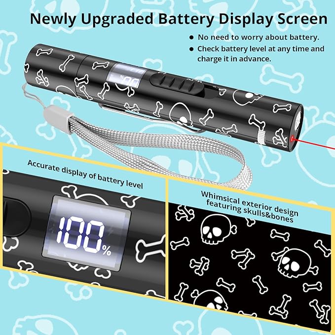 Cat Toy Pointer for Indoor Cats, Battery Level Display Screen, USB Rechargeable Kitten Toys with 7 Adjustable Patterns, Interactive Chase Toys for Indoor Cats & Dogs, Training & Exercise Fun（1 pcs）