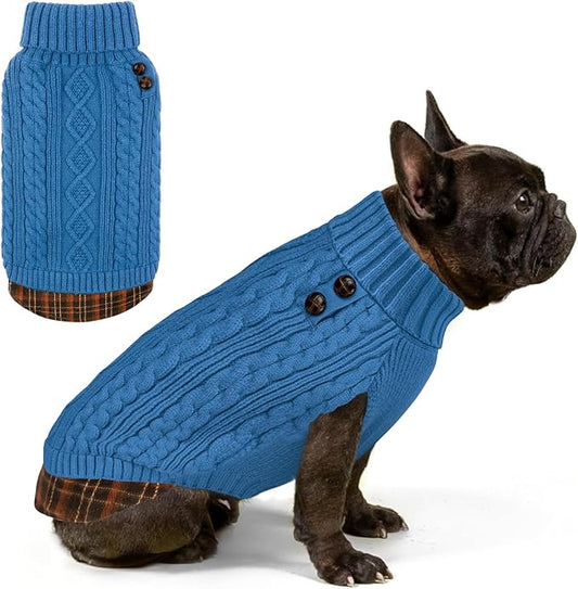 KYEESE Dog Sweater Stretchy Comfy Pet Coat for Fall Winter Cold Weather Soft Pullover Dog Sweaters for Small Dogs Male Warm Turtleneck Small Dogs Sweater
