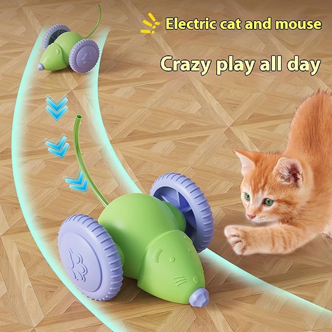 Interactive Cat Toys for Indoor Cats,Automatic Moving Kitten Toys,Cat Mouse Toy with Tail Lights,Cat Toys for Bored Indoor Adult Cats,Cat Enrichment,Smart Electric Tails for Chasing Pet Toys