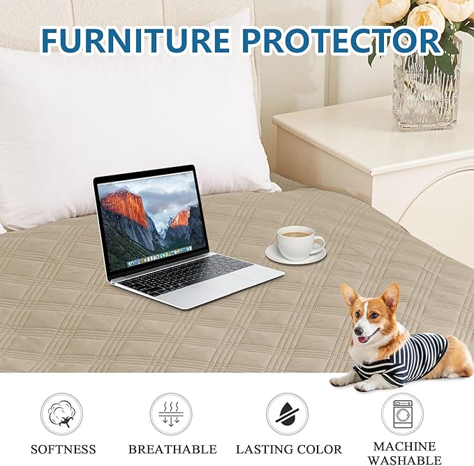 hyha Waterproof Dog Blanket, Reversible Pet Bed Blanket, Soft Sofa Couch Cover for Dogs Washable, Waterproof Pet Couch Covers for Sofa Puppy Cats Furniture Protector(30"x70", Taupe/Beige)