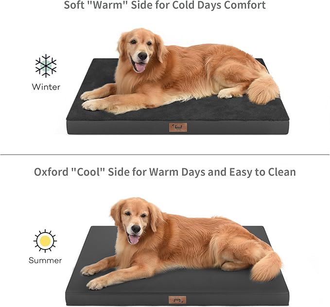 Orthopedic Dog Bed for Large Dogs, Plush Washable Pet Bed for Large Size Dogs with Egg Crate Foam & Removable Oxford Cover, 36x27 Inch, Black