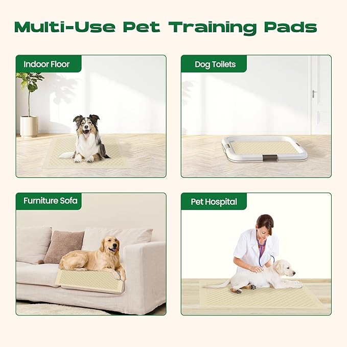 Puppy Pads 7 Count Small 22x22in Bamboo Training Pads Deodorizing Leakproof Quick Drying Dog Pee Pads Super Absorbent Disposable Pee Pads for Dogs Puppies, Doggie, Cats, Rabbits