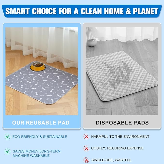 Puppy Pad Pee Pads, Puppy Pads with Pheromones, Reusable and Washable Pee Pads for Dogs & Cats, Leak-Proof & Anti-Slip Pet Training Pads, Fast Absorbent for Home/Travel (S)