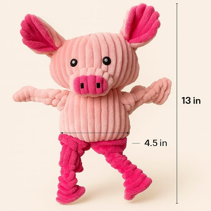 Jalousie Plush Toys Assortment Value Bundle Puppy Pet Mutt Squeak Toy for Medium Large Dogs (5 Pack Knotted)