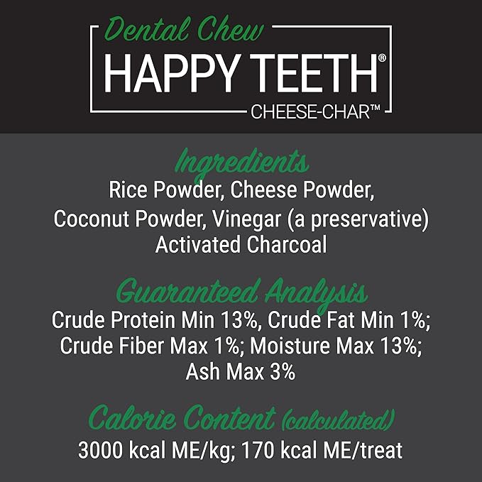 Himalayan Dog Chew Happy Teeth Yak Cheese, Soft Dog Chew, 100% Natural Soft Density Dental Treats, Gluten Free, Safe Treats for Oral Health, Lactose & Grain Free, Protein Rich, Cheese-Charcoal 2 Count