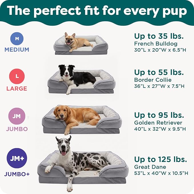 FurHaven Cooling Gel Dog Bed for Large Dogs, Perfect Comfort Sofa Bed, Cool Gel-Top Foam & Solid Orthopedic Foam Base for Joint Support, Removable Washable Cover, Jumbo/XL, Plush & Velvet, Brownstone