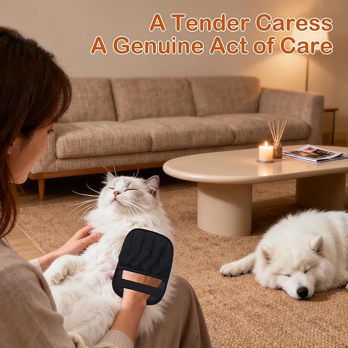 2Pcs Pet Hair Removal Gloves for Cats & Dogs: Upgraded Five-Finger Electrostatic Magic Brush | Reusable Pet Fur Remover Glove for Laundry, Couch, Carpet, Car Seats, Furniture & Clothing (Black)