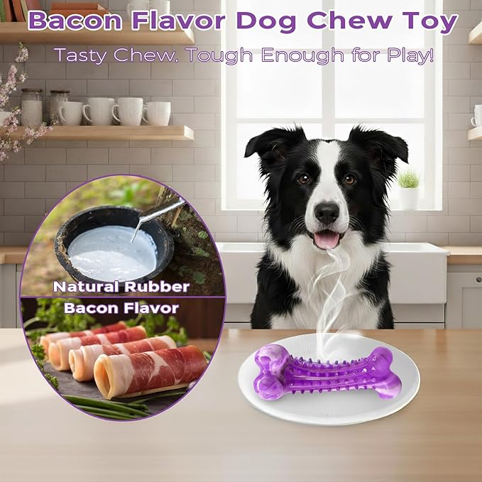 Dog Toys for Aggressive Chewers, Long Lasting Dog Chew Toys - Interactive Rubber Bone Toy for Large, Medium Breed - Large Dogs Toy Keep Them Busy