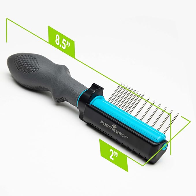 FURminator 2-in-1 Doodle Grooming Tool for Dogs, 1 Count, Dematting Tool with Comb for Mats, Tangles & Maintenance on Curly, Long, Silky & Wiry Coats