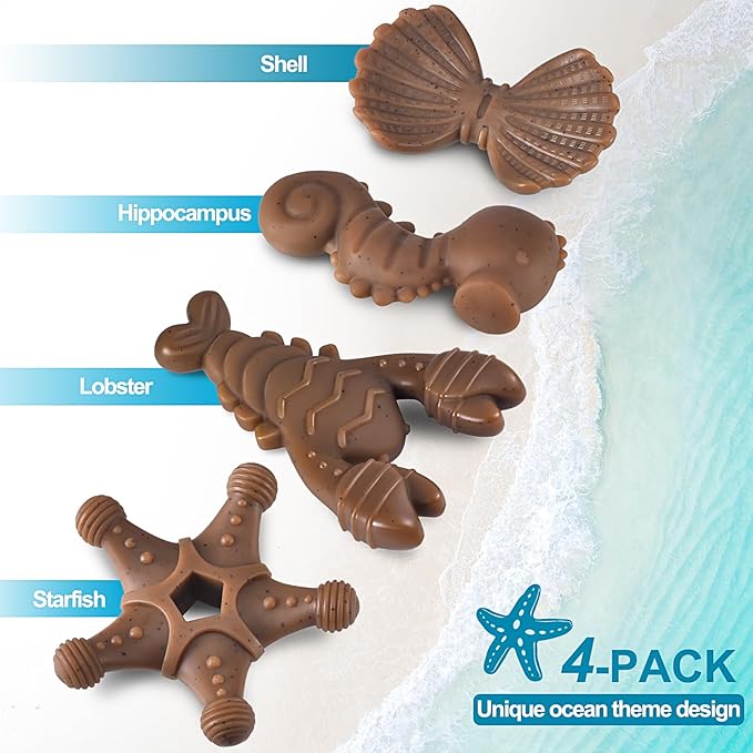 PETSTA Tough Dog Toys for Aggressive Chewers, Chew Toys for Aggressive Chewers, Indestructible Dog Toy for Large Medium Small Breed, 3 Pack Super Chewer Dog Toys with Nylon, Gift for Dogs