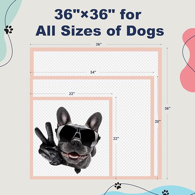 XXL Puppy Pads, 35 Count Dog Pads Extra Large, 36"×36" Pink Pee Pads for Dogs｜Disposable Training Pads, Super Absorbent & Leak-Proof & Quick Drying Potty Pads for Doggy