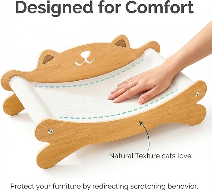 Cat Scratcher Bed for Indoor Cats & Hammock Lounge & Scratch Pad,Wooden Modern Cat Scratcher & Cat Beds & Furniture Sturdy and Durable for All Types of Cats Play and Rest