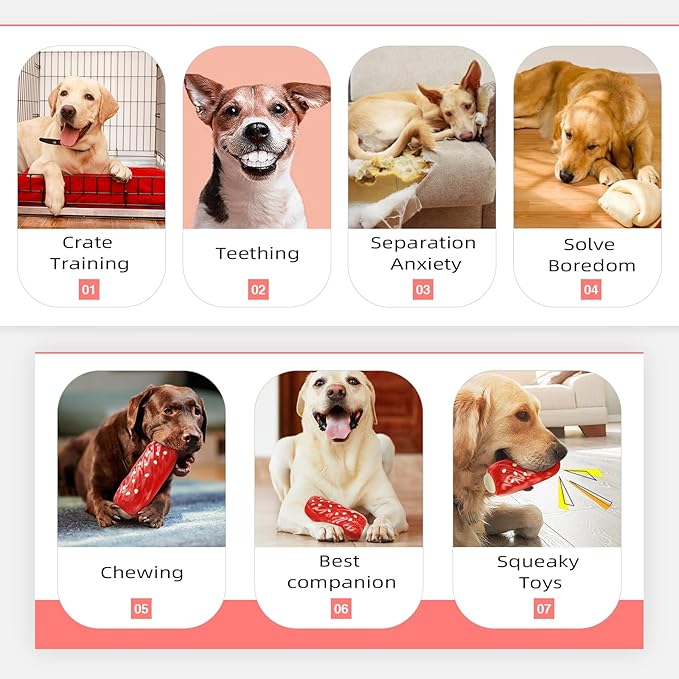 LiuMelinda Dog Chew Toys for Aggressive-Chewers - Indestructible Dog Toy for Aggressive Chewer，Tough Chew Toys for Dogs （Rubber Red Meat Stick）