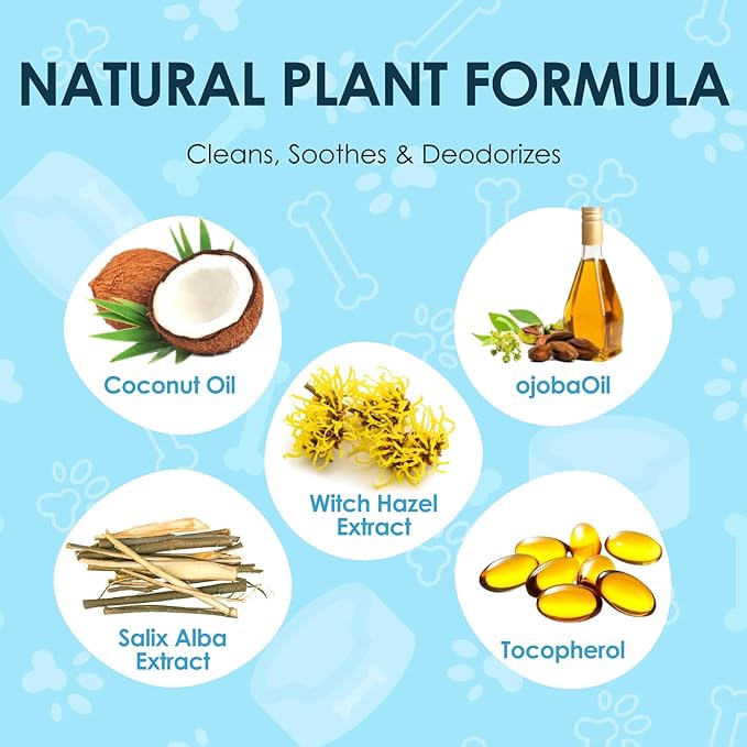 Mooncat Cat & Dog Ear Cleaner Wipes - Gentle Finger Wipes for Ear Infection, Mites, Wax & Odor - Easy & Soothing Itch Relief Cleaning Solution for Sensitive Ears - 40 Finger Wipes