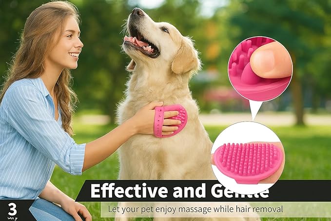 Self Cleaning Slicker Brush, Dog Cat Bunny Pet Grooming Shedding Brush, Easy to Remove Loose Undercoat, Pet Massaging Tool Suitable for Pets with Long or Short Hair (Pink)