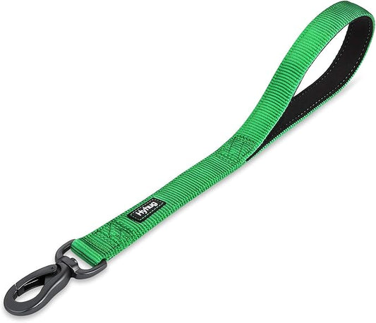 Hyhug Pets Upgraded Traffic Nylon 18 Inch Short Leash with Soft Neoprene Lined Handle for Medium Large Giant Breeds Dogs, Daily Use Walking and Professional Training. (18 Inches, Lime Green)