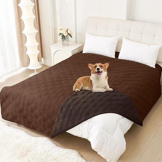 hyha Waterproof Dog Blanket, Reversible Pet Bed Blanket, Soft Sofa Couch Cover for Dogs Washable, Waterproof Pet Couch Covers for Sofa Puppy Cats Furniture Protector(82"x102", Brown/Chocolate)
