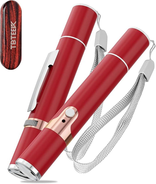 TBTeek Cat Toys, with Metal Case, 2 Pieces, Rechargeable, 7 Adjustable Patterns, Interactive Kitten Pet Dog Chase Toy for Cats Fun Playing Exercise（Red）