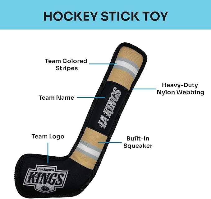 Pets First NHL Los Angeles Kings Stick Toy for Dogs & Cats. Play Hockey with Your Pet with This Licensed Dog Tough Toy Reward!