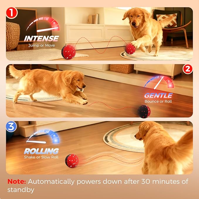 Diman Interactive Dog Ball Toys with Remote Control, Automatic Dog Toy, Moving Dog Toy, Bouncing and Rolling, E-TPU Matrial, Interactive Dog Toys for Aggressive Chewers (3.2 Inch, Red Black)