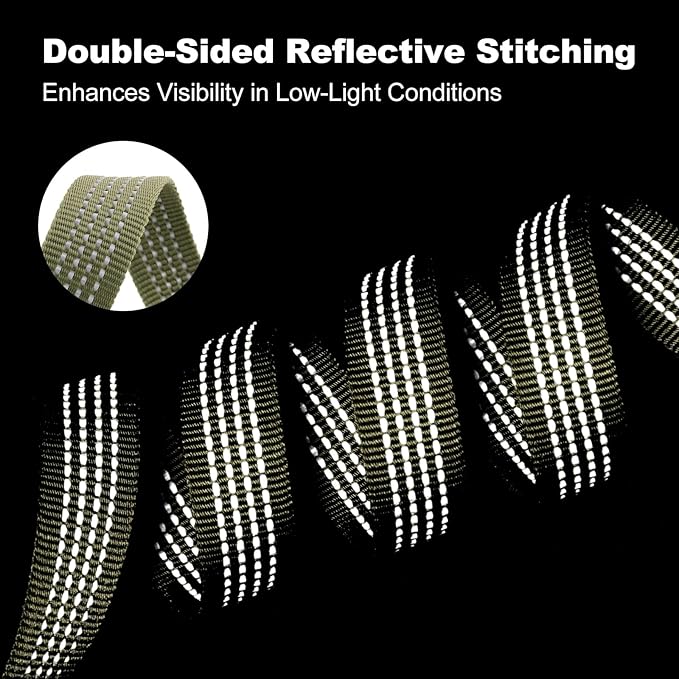 Plutus Pet Heavy Duty Dog Leash with Lockable Aluminum Carabiner, 4/6 Feet Long, Double-Sided Reflective Nylon, Padded Handle, for Puppy, Small, Medium and Large Dogs (Ranger Green, 4/5" x 6')