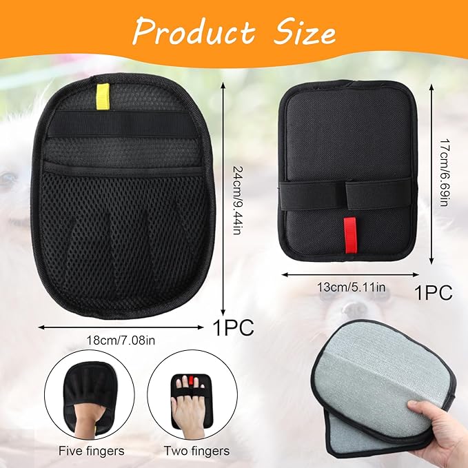 2 Pack Electrostatic Pet Hair Removal Glove, Reusable Cats & Dogs Lint Removal Tool for Furniture, Couch, Carpet, Curtain, Clothes, Car Seat, Pet Grooming