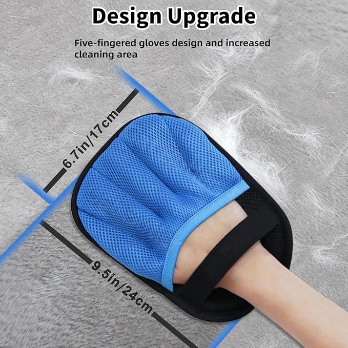 Pet Hair Removal Glove for Cats & Dogs, Reusable Magic Brush for Pet Hair, Upgraded Five-Finger Electrostatic Pet Hair Removal Tool for Laundry, Couch, Carpet, Car Seat