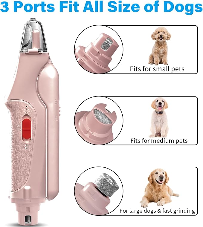 2 in 1 Dog Nail Clippers & Cat Nail Clippers Trimmers for Large Medium Small Dogs Cats Claw Trimmer Quick Sensor and Safety Guard USB Rechargeable Dogs Nail Trimmer with Catcher & 2 LED Lights
