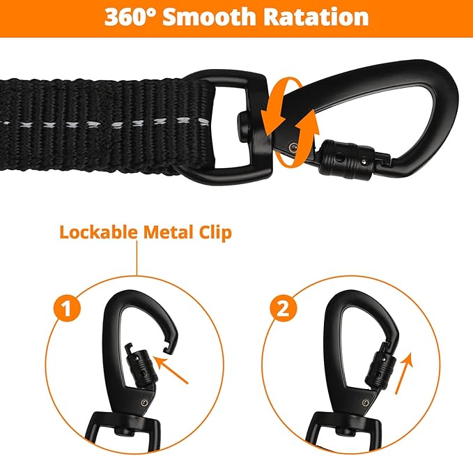 jenico Long Dog Leash 20FT: Heavy Duty Nylon Rope Leashes for Dogs Training with Reflective Threads Bungee and Padded Handle - Dog Lead for Large Small Medium Dogs Outside Walking Hiking