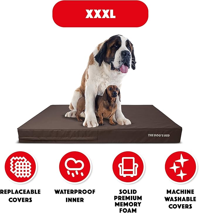 The Dog’s Bed Orthopedic Memory Foam Dog Bed, XXXL Grey/Black, Pain Relief for Arthritis, Hip & Elbow Dysplasia, Post Surgery, Lameness, Supportive, Waterproof Washable Cover, Veterinary Approved