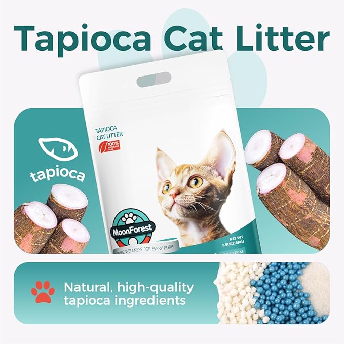 Tapioca Cat Litter, Cassava Cat Litter Odor Control Dust-Free Clumping Litter
