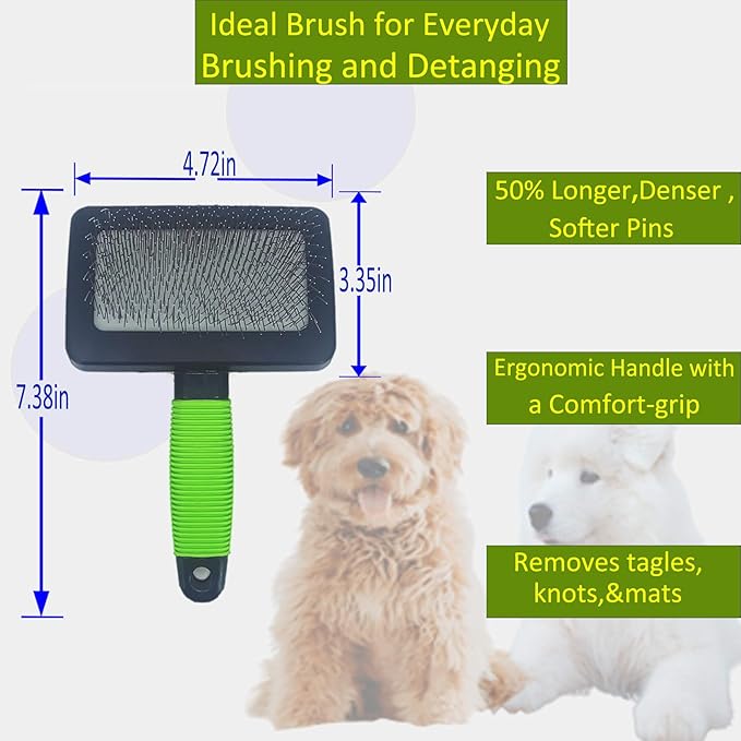 Dog Slicker Brush - Large Grooming Brushes for Dogs and Cats - Professional Groomer Supplies for Long Hair Pet - Slicker Brush For Goldendoodles-Easy To Use - Comfortable - Removes Long and Loose Hair