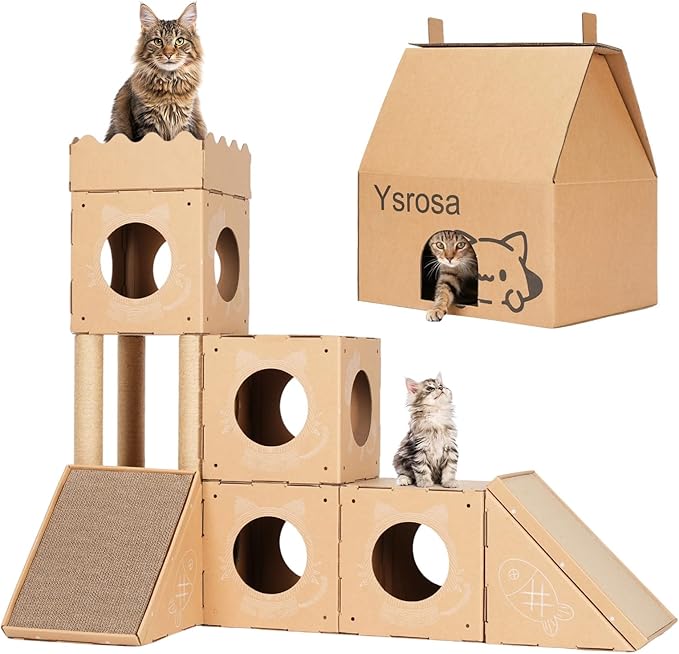 cat House &House Scratching Board Climbing Post/cat Tree Corrugated Cardboard Playhouse