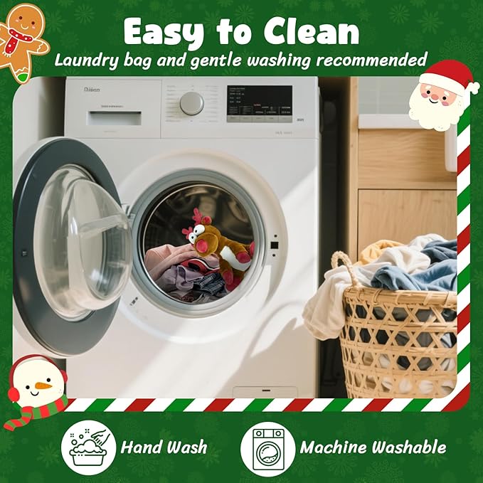 Christmas Squeaky Dog Toys, Stuffed Toys with Crinkle Paper, Interactive Toys to Keep Them Busy, Durable Plush Reindeer for Small, Medium and Large Dogs.