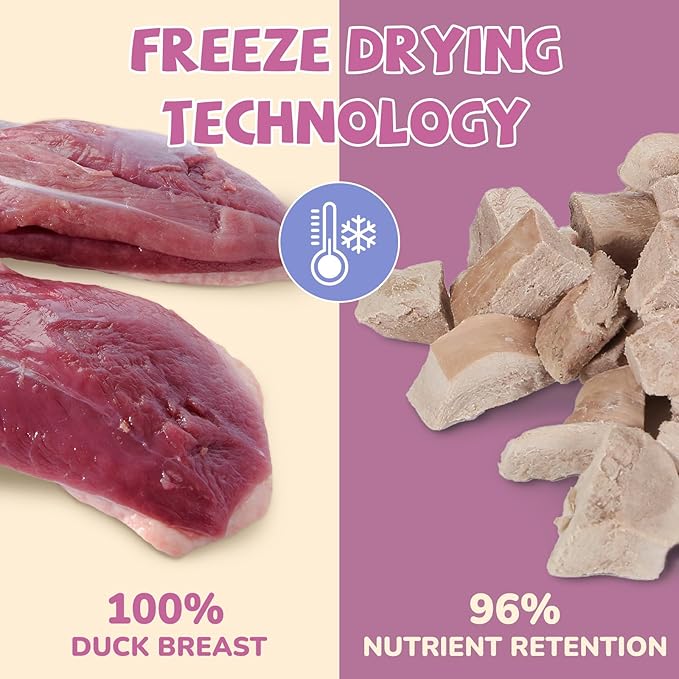 PAWUP Freeze Dried Duck Treats for Dogs, Freeze-Dried Raw Food Topper, High Protein, Gluten&Grain Free, Rawhide Free, 3.8 oz