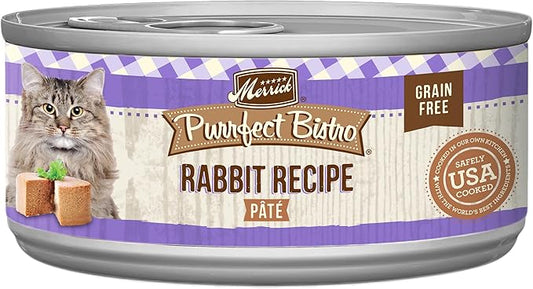 Merrick Purrfect Bistro Grain Free Wet Cat Food Rabbit Recipe Pate - (Pack of 24) 3 oz. Cans