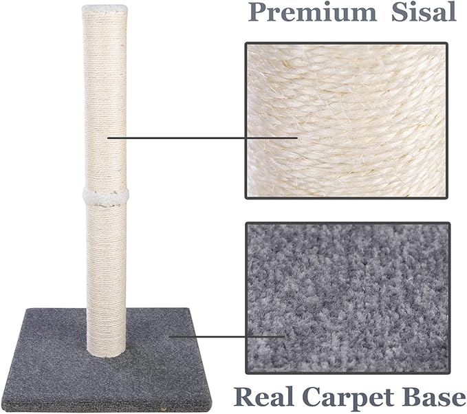 Cat Scratching Post Carpet, Tall Big Sisal Rope Cat Scratch Pole for Cats and Kittens, Stable Carpeted Heavy Base (Blue/Grey)