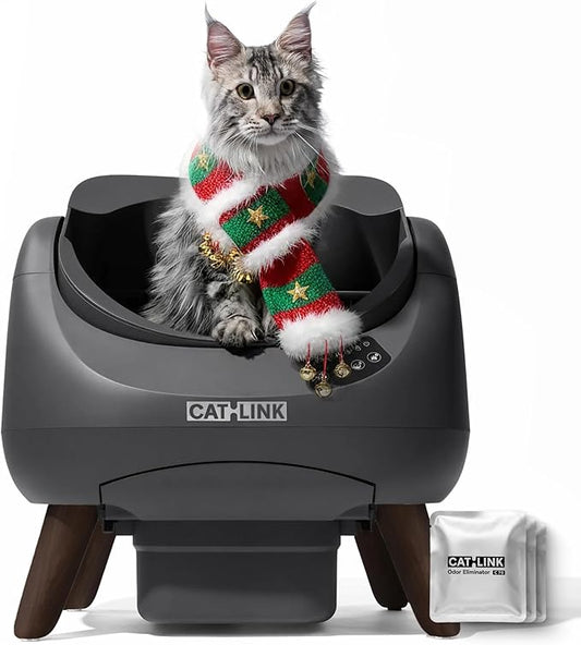 CATLINK Self Cleaning Cat Litter Box, Open Top Automatic Litter Box, Safe Anti-Pinch, AI Waste Analysis Health Monitor for Multi-Cat Recognition, 5G WiFi App Control, Odor Free, Open-X