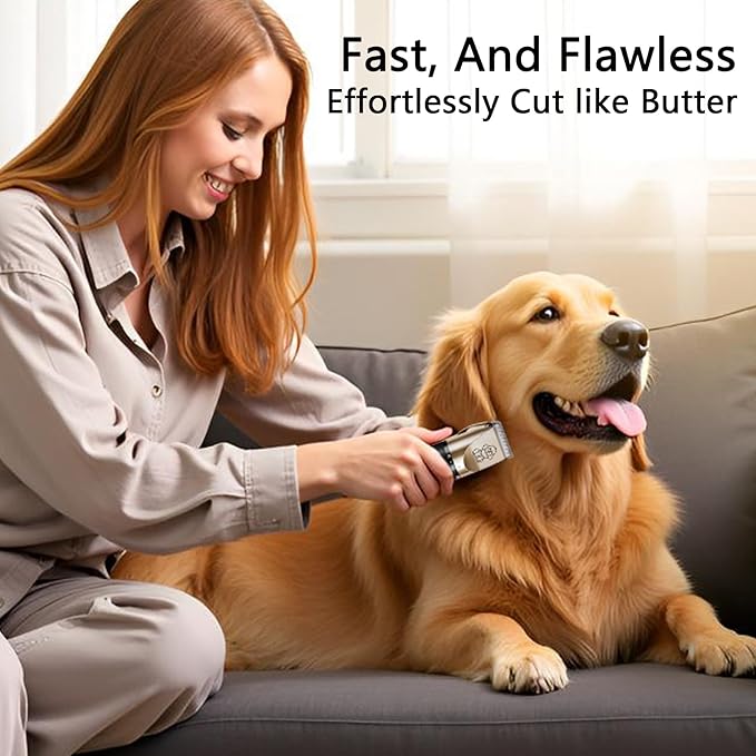 Dog Clipper Low Noise, Rechargeable Cordless Dog Hair Trimmer, Electric Pet Shaver, Paw Trimmer for Dogs Cats