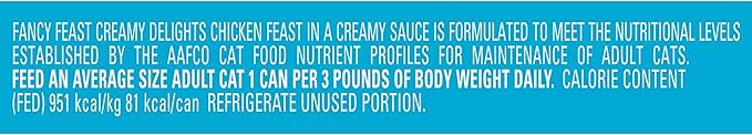 Purina Fancy Feast Creamy Delights Feast with a Touch of Real Milk in a Creamy Sauce Adult Wet Cat Food (3 Ounce (Pack of 12), Chicken Feast Creamy Sauce)